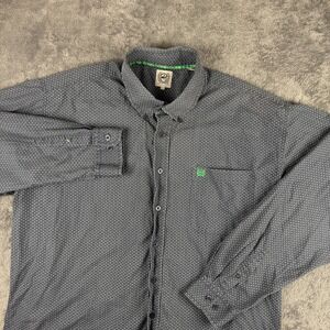Cinch Shirt Mens XL Blue Gray Micro Print Button Front Long Sleeve Western